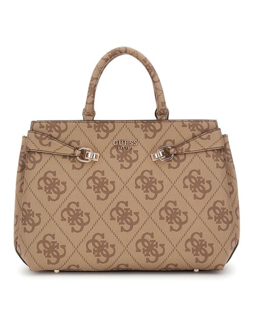 Lorelei Girlfriend Satchel Latte Logo di Guess in Brown