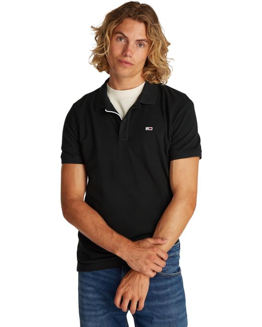 Tommy Hilfiger TJM Slim Placket Polo EXT S/S Polo in Black für Herren