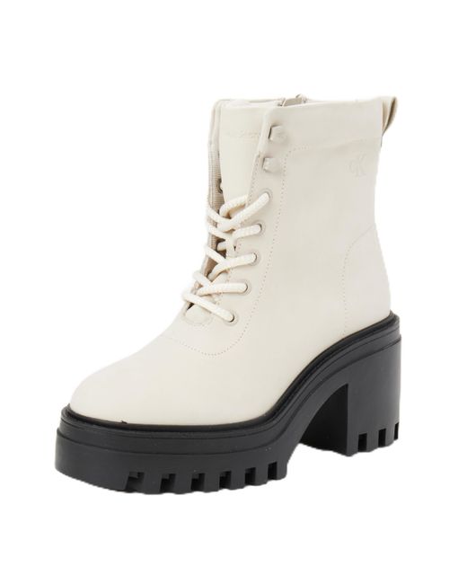 Donna Stivali Mezza Gamba Chunky Heeled Zip con Tacco di Calvin Klein in Black
