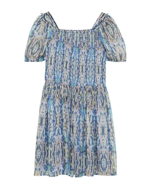 S.oliver Blue Kurzes Kleid aus Chiffon mit Glitzergarn und Smok-Detail