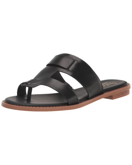 Franco Sarto S Gretta Flat Sandal Black Leather 8 M