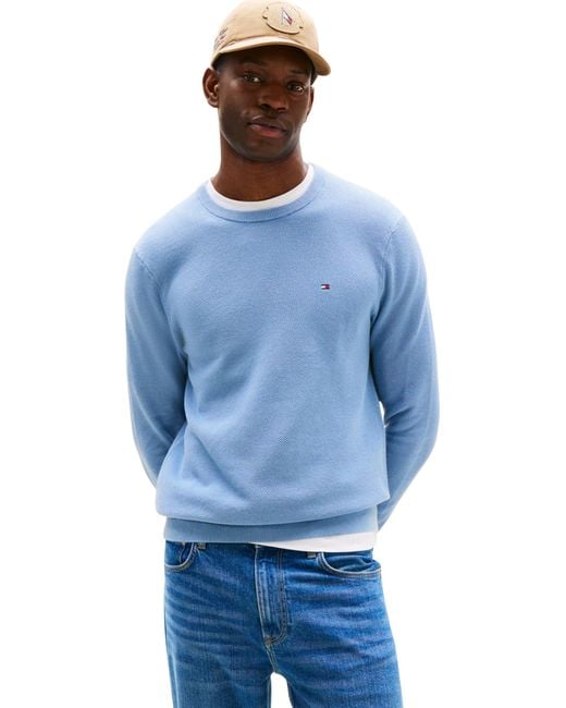 Tommy Hilfiger Essential Structure Crew Neck Regular Fit Jumper in het Blue voor heren