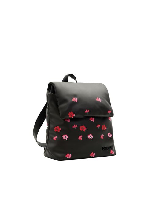 Desigual Black S Padded Floral Backpack