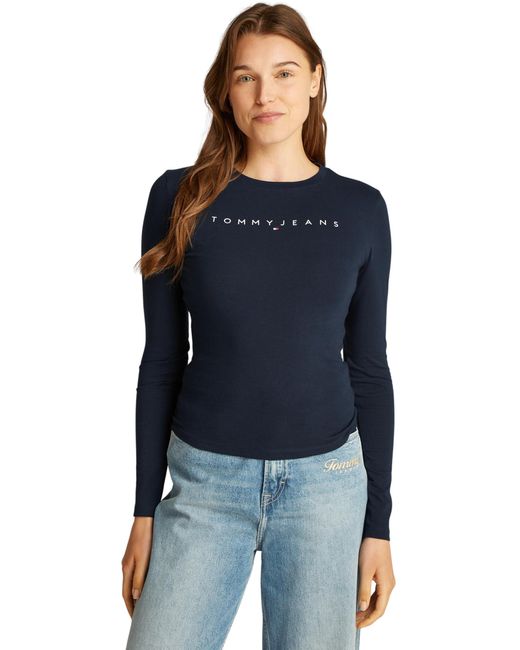 Tommy Hilfiger Black Langarmshirt Linear Slim Fit