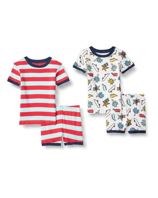 Conjuntos de Pijama Ceñidos de Algodón Niño Amazon Essentials de color Multicolor