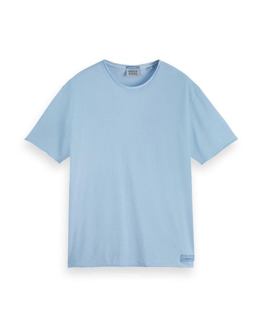 Scotch & Soda Blue Raw Edge Relaxed Fit T-Shirt for men