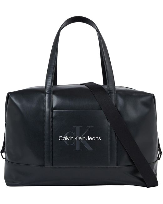 Calvin Klein Black Jeans Duffle Bag Monogram Soft Hand Luggage for men
