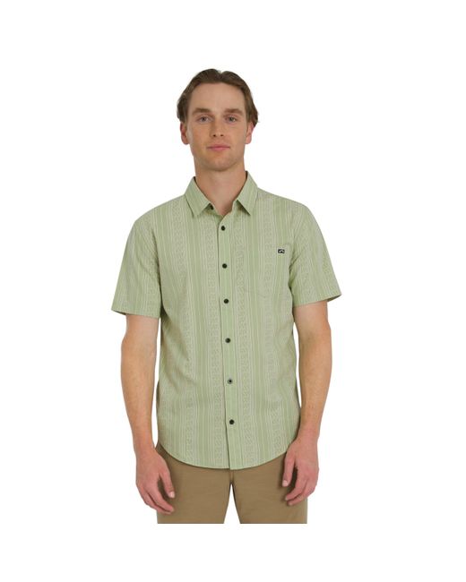 Billabong Green Printed Short Sleeve Woven Button Down Shirt for men