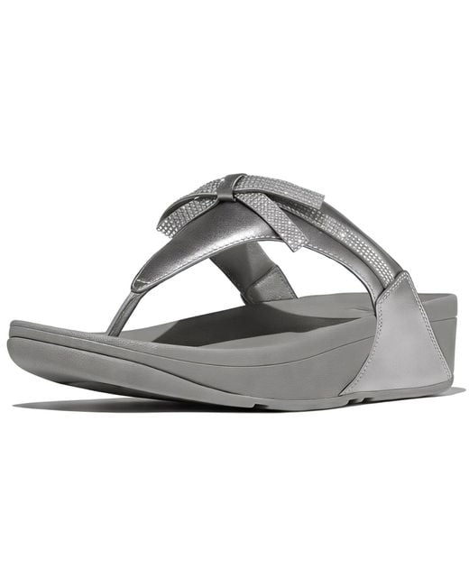 Fitflop Metallic Lulu Glitz-bow Leather Toe-post Sandals