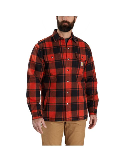 Carhartt Red Big & Tall Relaxed Fit Flannel Sherpa-lined Shirt Jac for men
