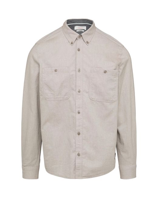S.oliver Regular Fit: Baumwollhemd mit Button-Down-Kragen Hellbraun L in White für Herren