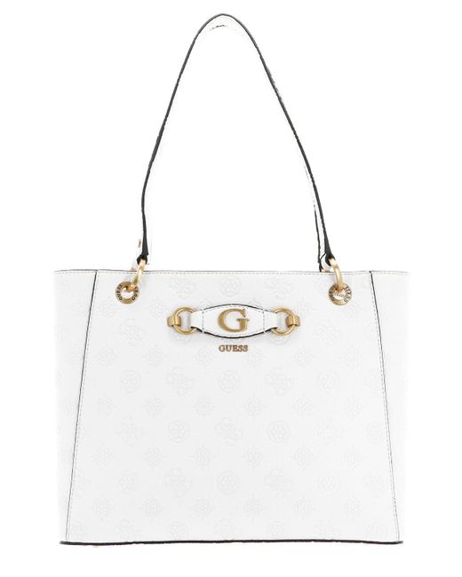 Izzy Peony Noel Tote Stone Logo di Guess in White