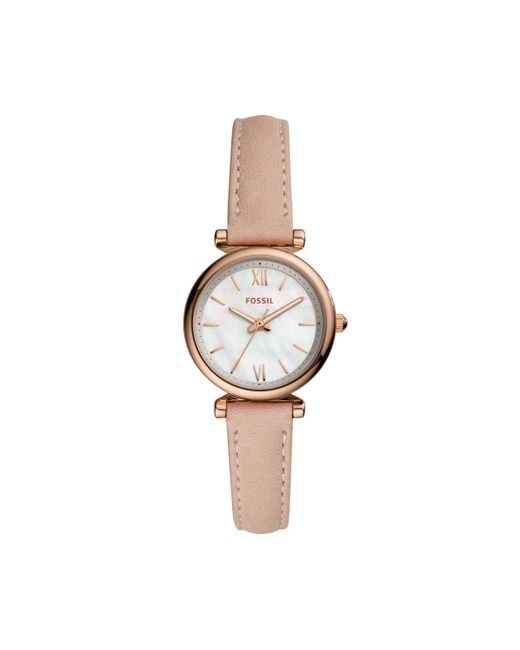 Fossil White Analog Quartz Watch With Leather Strap Es4699
