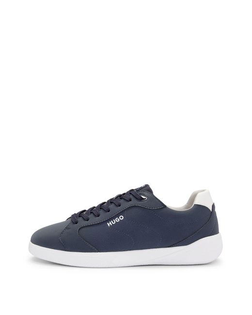 HUGO S Riven Tenn Faux-leather Lace-up Trainers With Logo Detail Size 11 Dark Blue for men