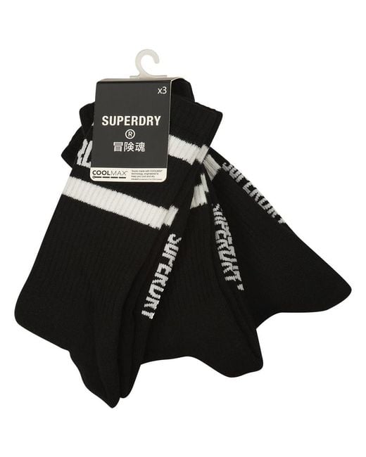 Superdry Black Coolmax Crew Socks 3 Pack for men