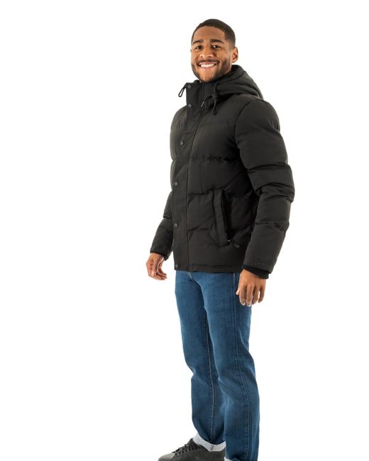 Superdry Black Everest Short Hooded Puffer Jacket for men