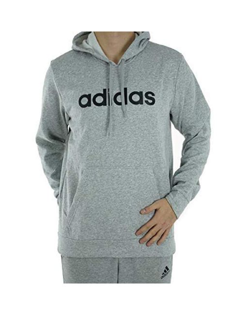 Adidas Gray Lin P/o Ft Pullover Hoodies Sportswear(large for men