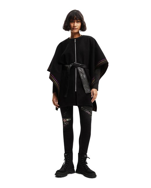 Desigual Poncho Coat in Black | Lyst