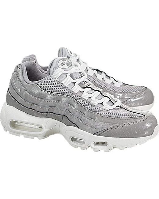 Nike Leather Wmns Air Max 95 Prm Trainers in Gray Lyst Nike Leather Wmns Air Max 95 Prm Trainers in Gray Lyst