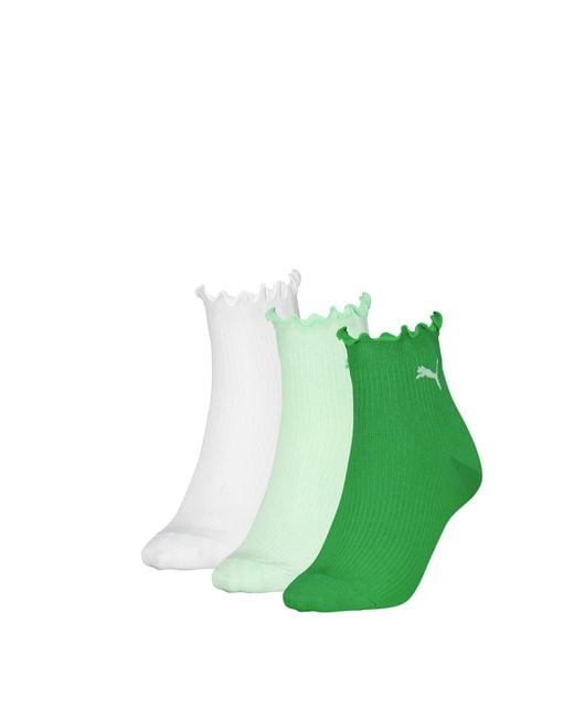 PUMA Green Ruffle Quarter Socks 3 Units Eu 39-42