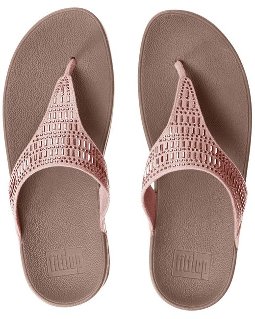 Fitflop Suede Incastone Toe Thong Sandals Sandal In Nude Natural