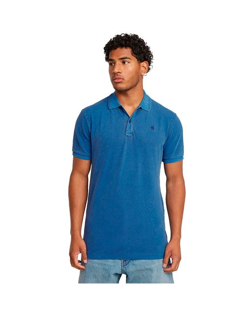 G-Star Dunda Overdyed Slim Poloshirt in het Blue voor heren