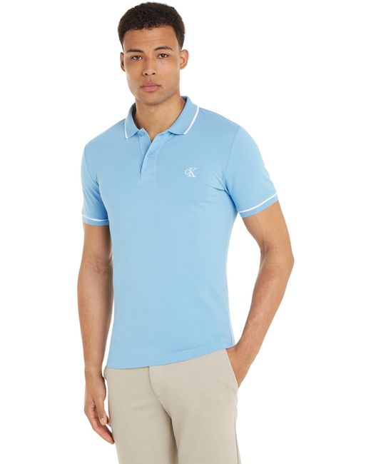 Calvin Klein Blue Polo Shirt Short Sleeve for men