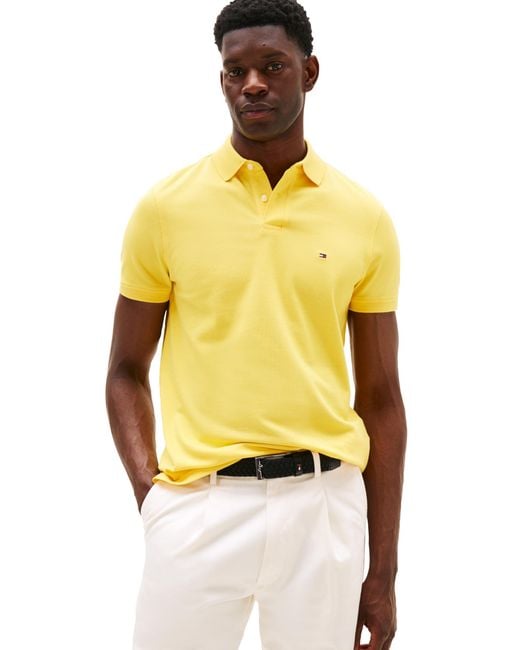 Tommy Hilfiger Men's Yellow Short Sleeve Polo Shirts In Regular