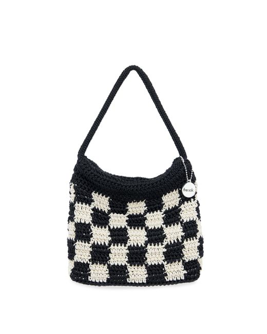 The Sak Black Ava Mini Hobo Bag In Crochet