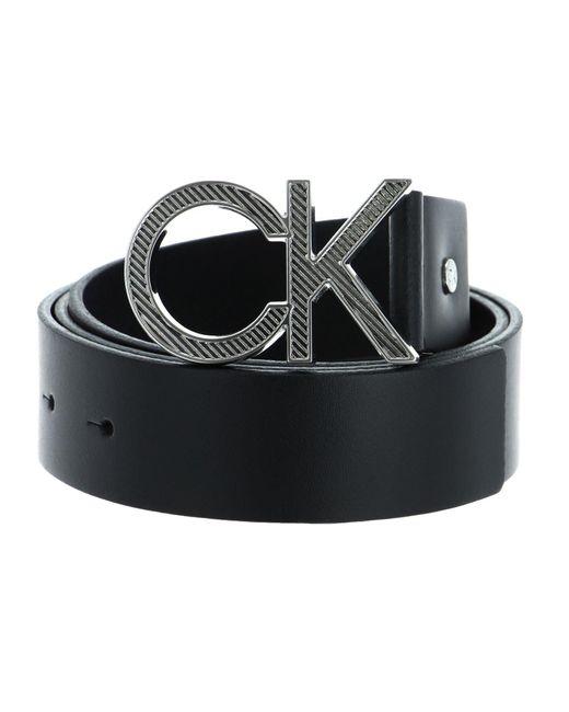 Calvin Klein Black Belt Metal Diagonal 3.5 Cm Leather for men