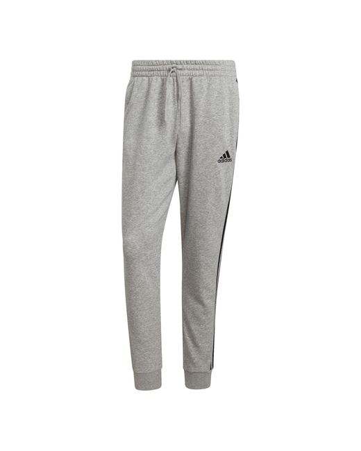Adidas Essentials Fleece Tapered Cuff 3-stripes Broek in het Gray voor heren