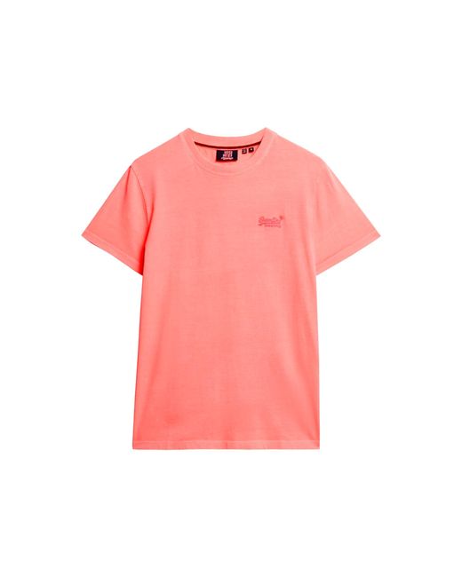 T-shirt Essential pour homme avec logo brodé de couleur fluo Superdry pour homme en coloris Pink