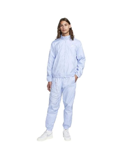 Nike 2 Piece Tracksuit Sportswear Club Full-zip Woven Jacket & joggers Track Pants Blue Size Large L for men