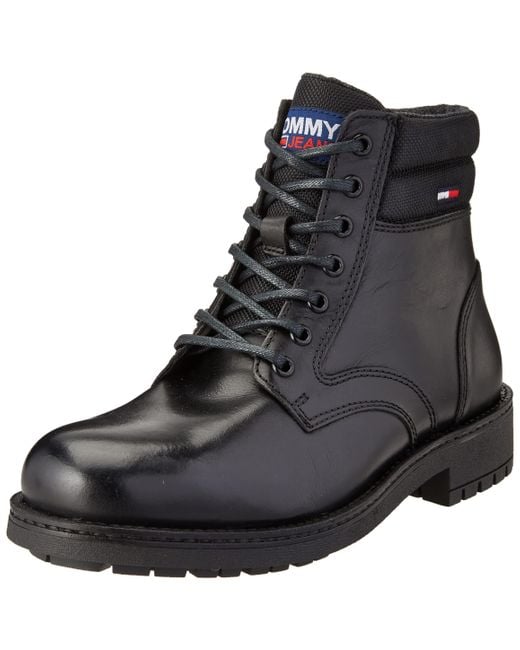 Tommy Hilfiger Black Classic Short Lace Up Boot Fashion for men