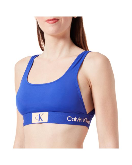 Calvin Klein Blue Bikini Top Bralette Wireless