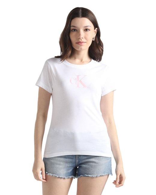 Calvin Klein White Short-sleeve T-shirt Gradient Crew Neck