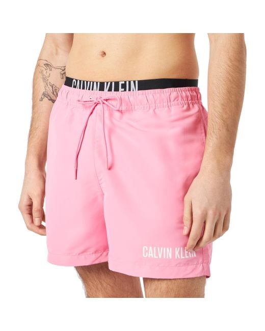 Calvin Klein Pink Swim Trunks Medium Double Mid-length for men