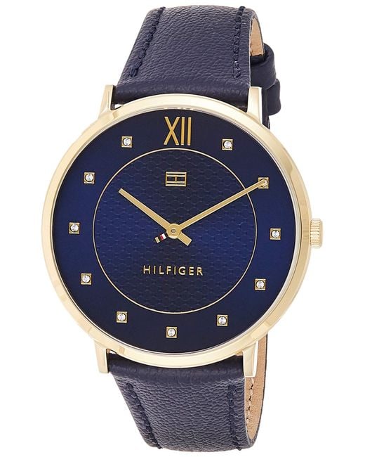 Tommy Hilfiger Leder Datum klassisch Quarz Uhr mit Leder Armband 1781807 in  Blau - Sparen Sie 33% | Lyst DE