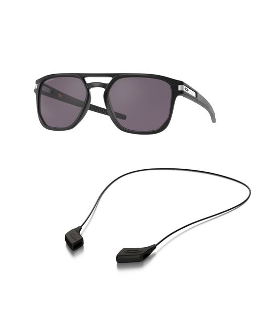 Oakley Metallic Sunglasses Bundle: Oo 9436 943601 Latch Beta Matte Black Prizm G Accessory Shiny Black Leash Kit