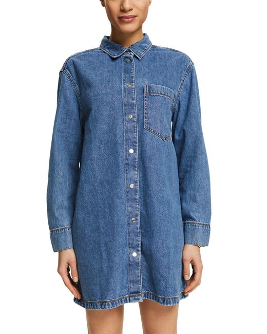 esprit hemdblusenkleid blau