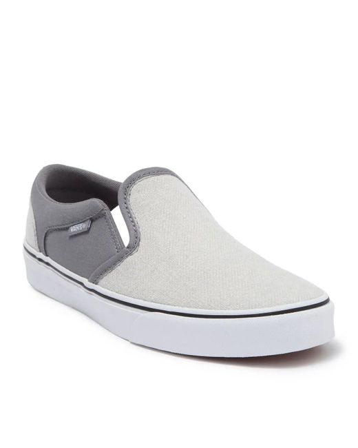 Vans Asher Soft Textile Frost Grey White Classic Slip-on Trainers for Men |  Lyst UK