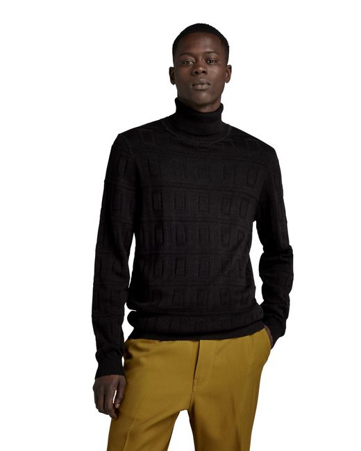 G-Star RAW Table Structure Turtle Knit Sweater Voor in het Black voor heren