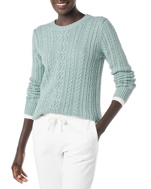 Fisherman Cable Crewneck Sweater Suéter Amazon Essentials de color Blue