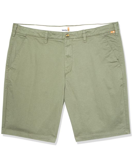 Timberland Green Chino Bermuda Shorts With Logo Patch for men