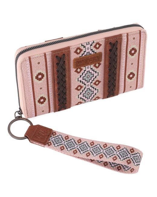 Wrangler Pink Wallet Purse For Western Aztec Clutch Wristlet Wallet With Credit Card Holder