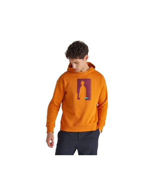 Benetton T-Shirt MIT Kapuze. M/L 3J73U200L LANGÄRMLIGER Hoodie in Orange für Herren