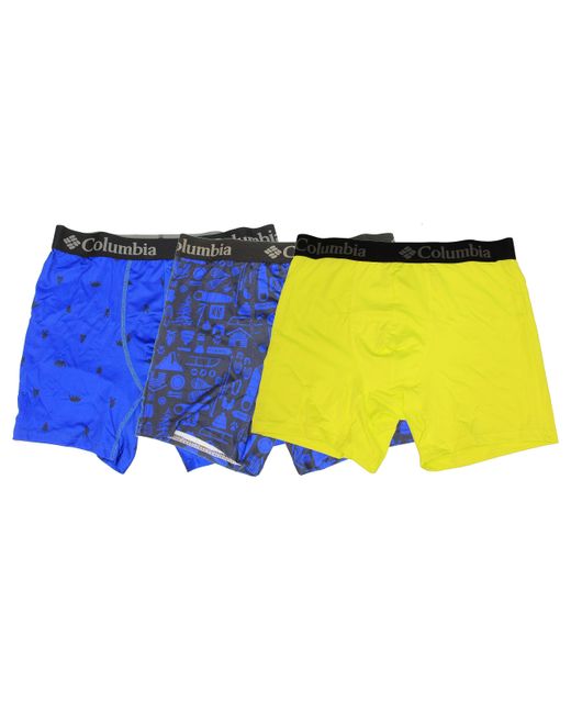 Columbia Black Printed Polyester Stretch Solid Boxer Brief 3 Pair for men