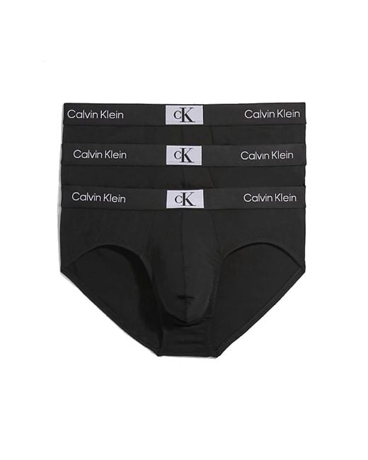 Hip Brief 3Pk Slip all'anca di Calvin Klein in Black da Uomo