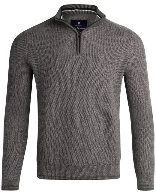 Ben Sherman Gray Casual Cozy Pullover Quarter Zip Sweater For for men