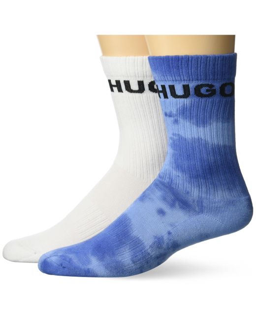 HUGO Blue 2-pack Smudge Quarter Length Ribbed Socks for men